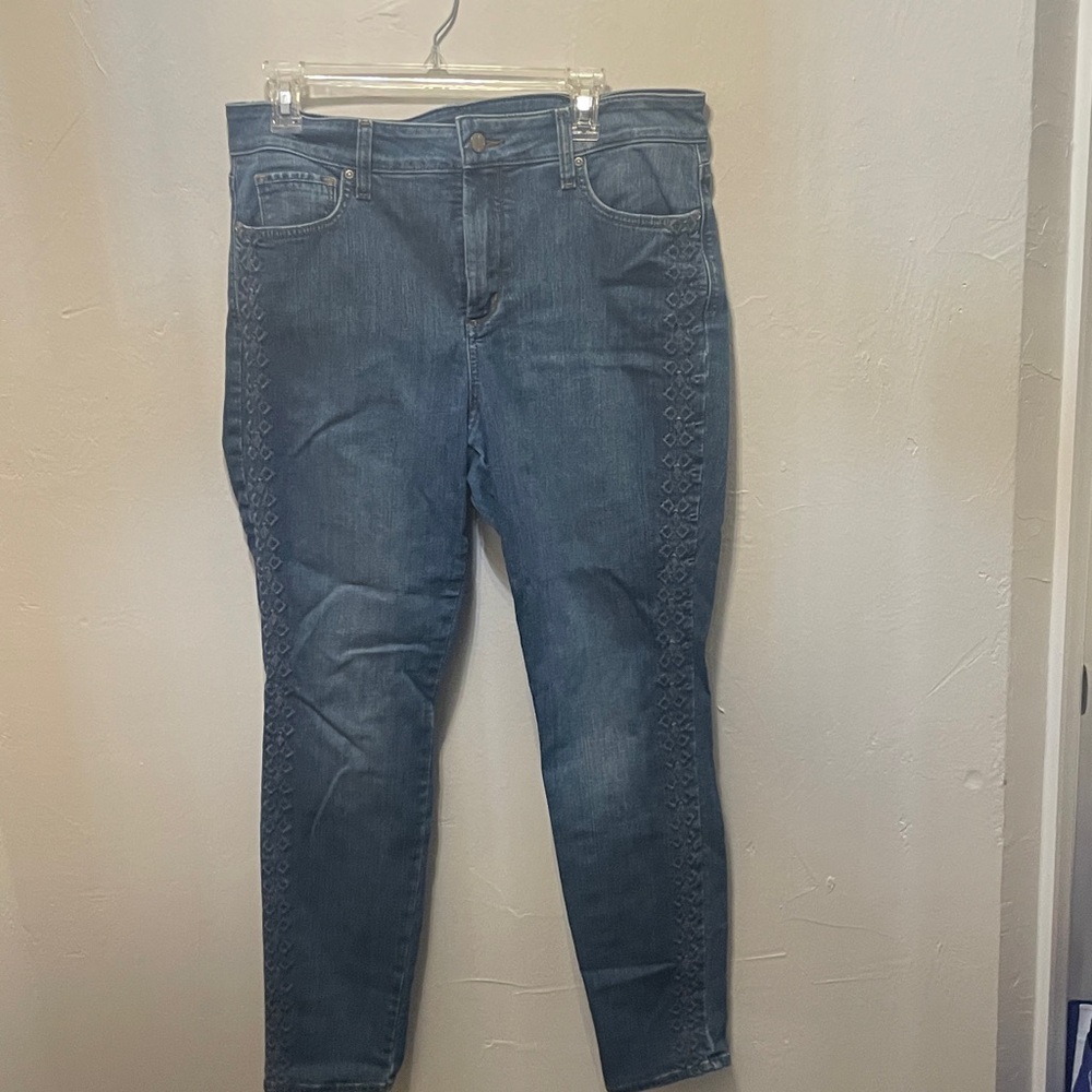 NYDJ Denim Skinny Jeans with Subtle Floral Design